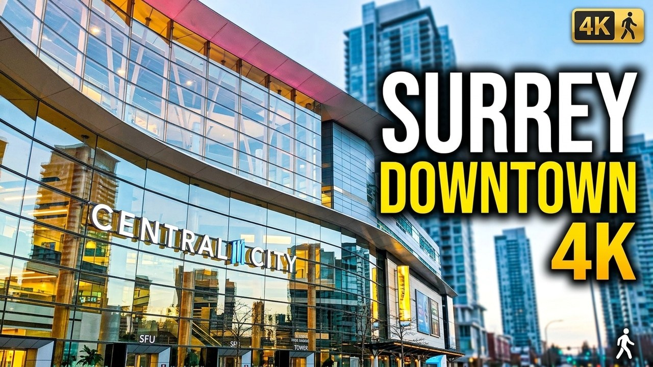 Central Surrey Walking Tour 4K | Downtown Surrey British Columbia City Walk