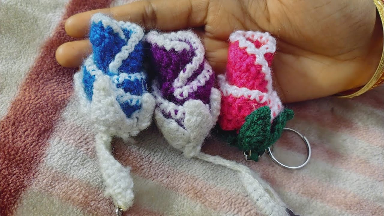 Crochet# handmade# mini #rose# keychain #hindi# tutorial #step# by# step #🌹🌹
