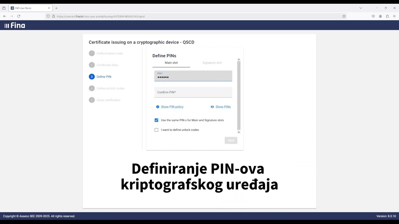 Izdavanje certifikata na QSCD kriptografski uredjaj