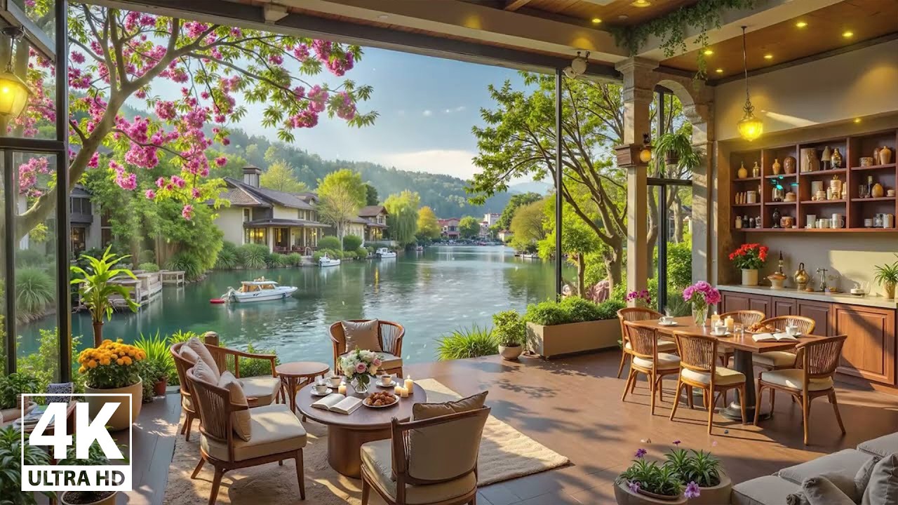 Rainy Spring Coffee Shop Ambience 🌸 Soothing Jazz Music for Relaxing, Study & Stress Relief #1