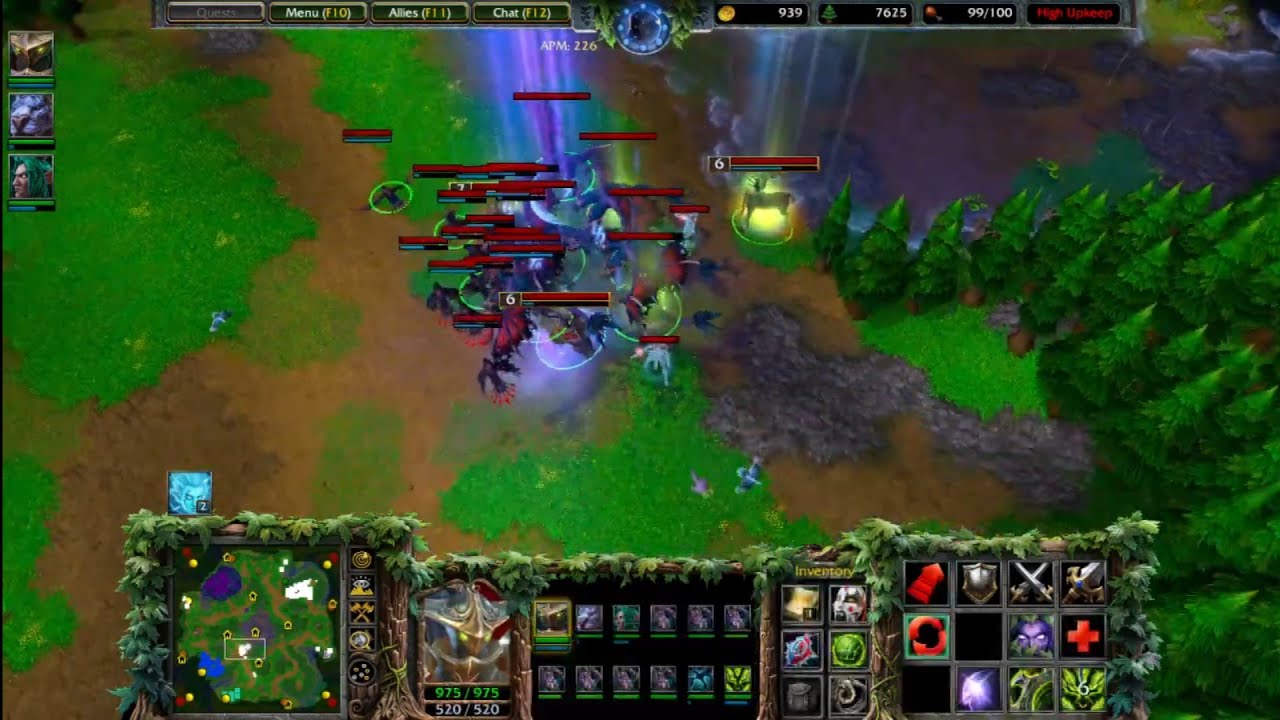 Warcraft 3 | Night Elf vs 3 Random Insane Computers