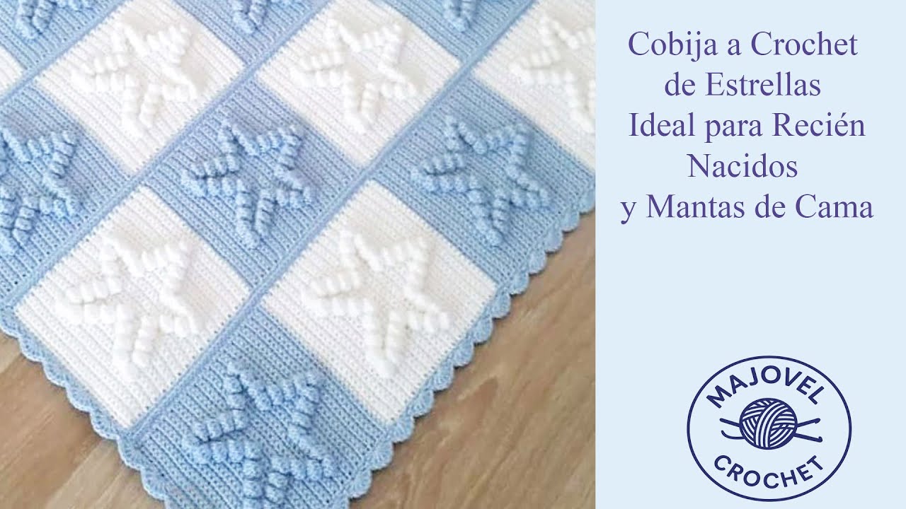 👶✨ Cobija a Crochet de Estrellas – Ideal para Recién Nacidos y Mantas de Cama