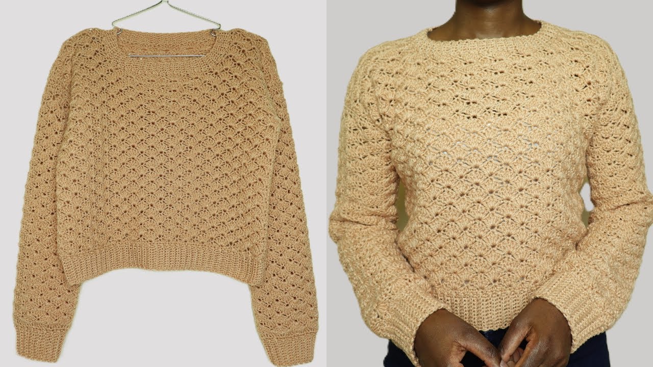 Easy Crochet Sweater | Crochet Shell Stitch Sweater