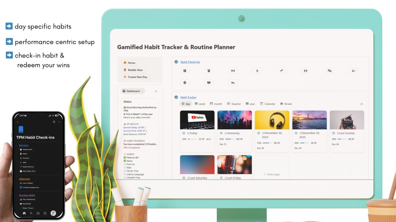 Gamified Habit Tracker & Routine Planner - Notion Template 2026