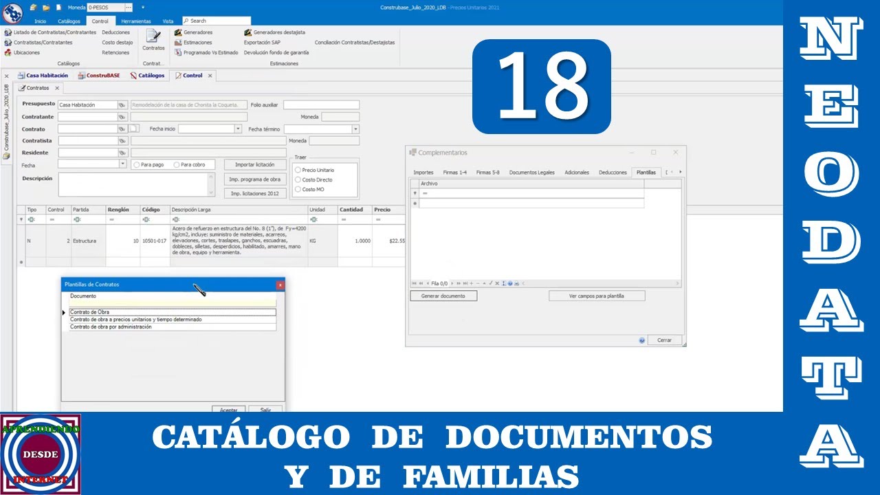 Catálogos de Documentos y de Familias en Neodata 2021
