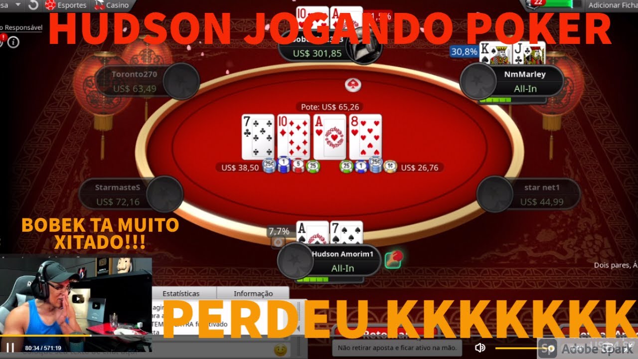 HUDSON JOGANDO POKER - BOBEK XITADO?! - PERDEU KKKKK - POKER 6+ HOLD`EM