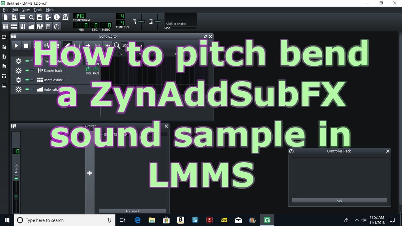 How to pitch bend a ZynAddSubFX Sample in LMMS 1.2.0 (RC-7)