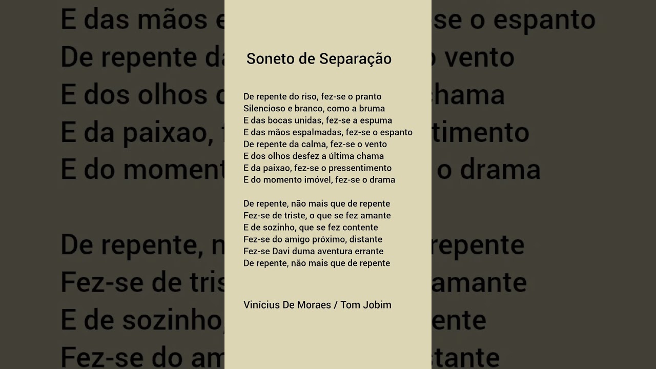 Soneto de Separa&ccedil;&atilde;o | Vin&iacute;cius De Moraes | Tom Jobim