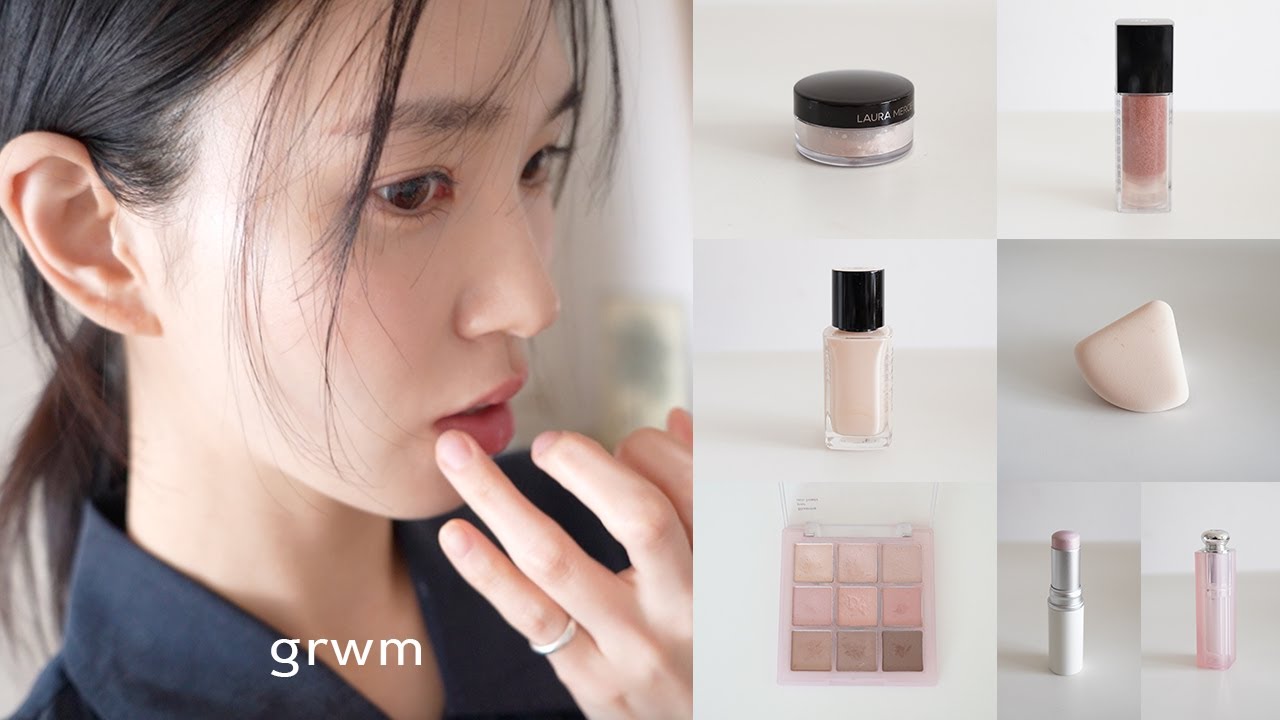색조 덜어내는 클린 메이크업. 맑은 핑크베이지 아이템들 소개. 광고 x