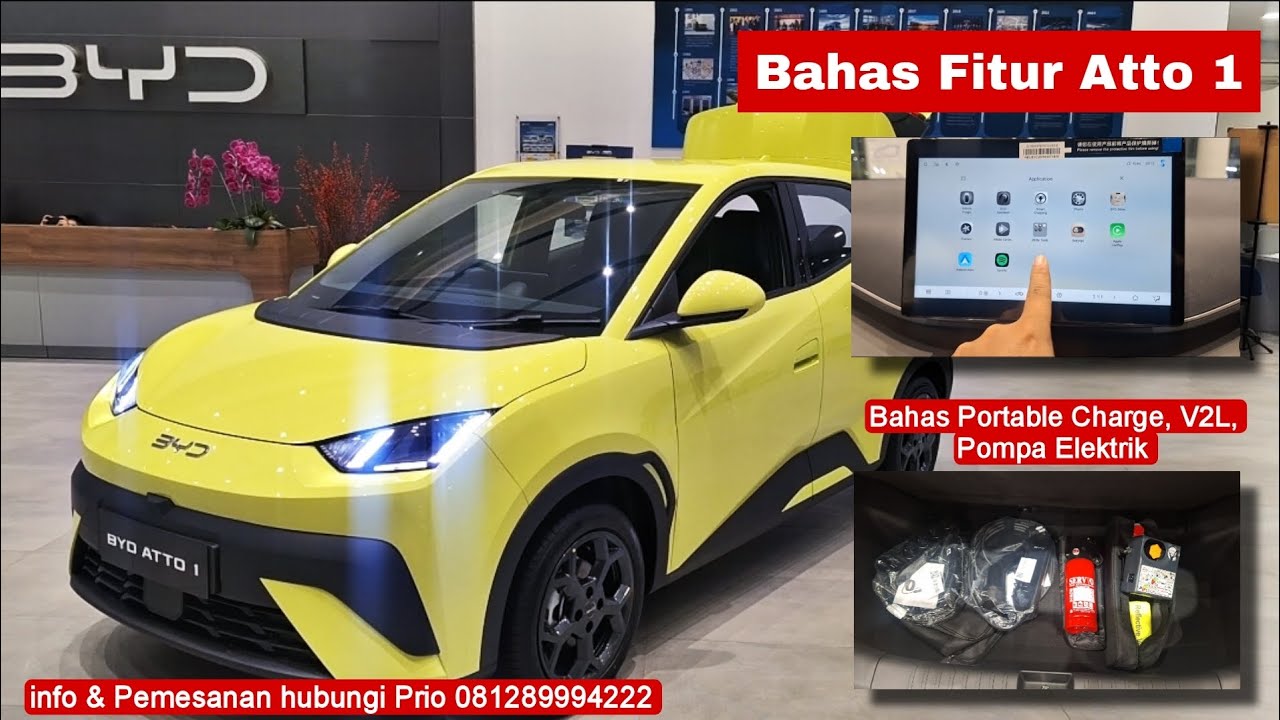 Bahas fitur, portable charge, V2L, pompa elektrik byd atto 1 2025 info hub : 081289994222