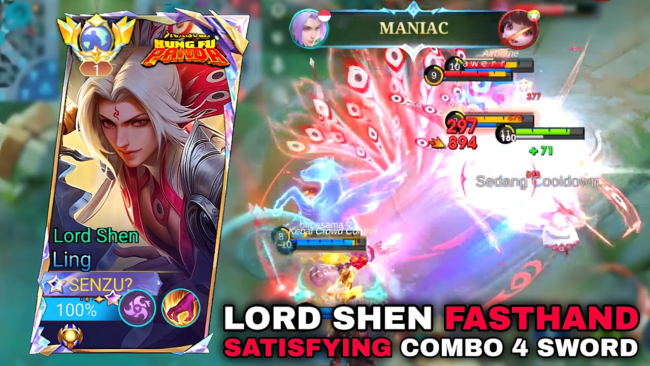 LING LORD SHEN SKIN GAMEPLAY - FASTHAND & SATISFYING COMBO With 4 SWORD • Ling Mobile Legends