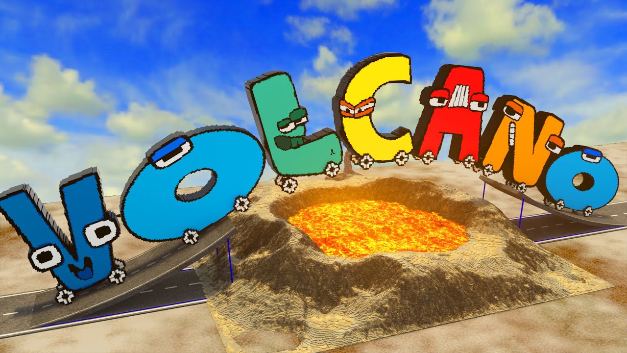 Alphabet Lore Cars vs Volcano Lava Pit in Teardown