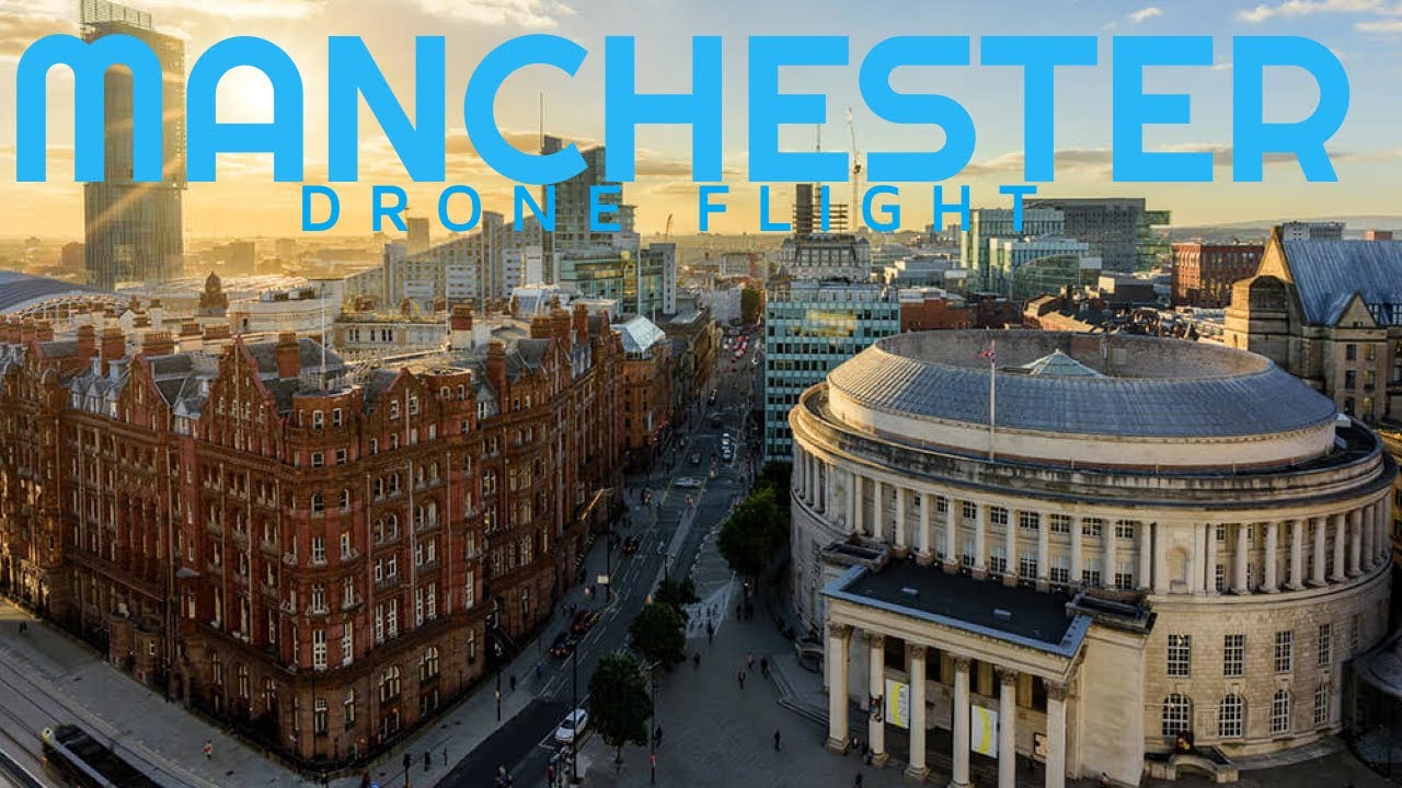 Manchester City 🇬🇧 relaxing DRONE flight tour including Etihad Stadium, Salford and some snow!!!