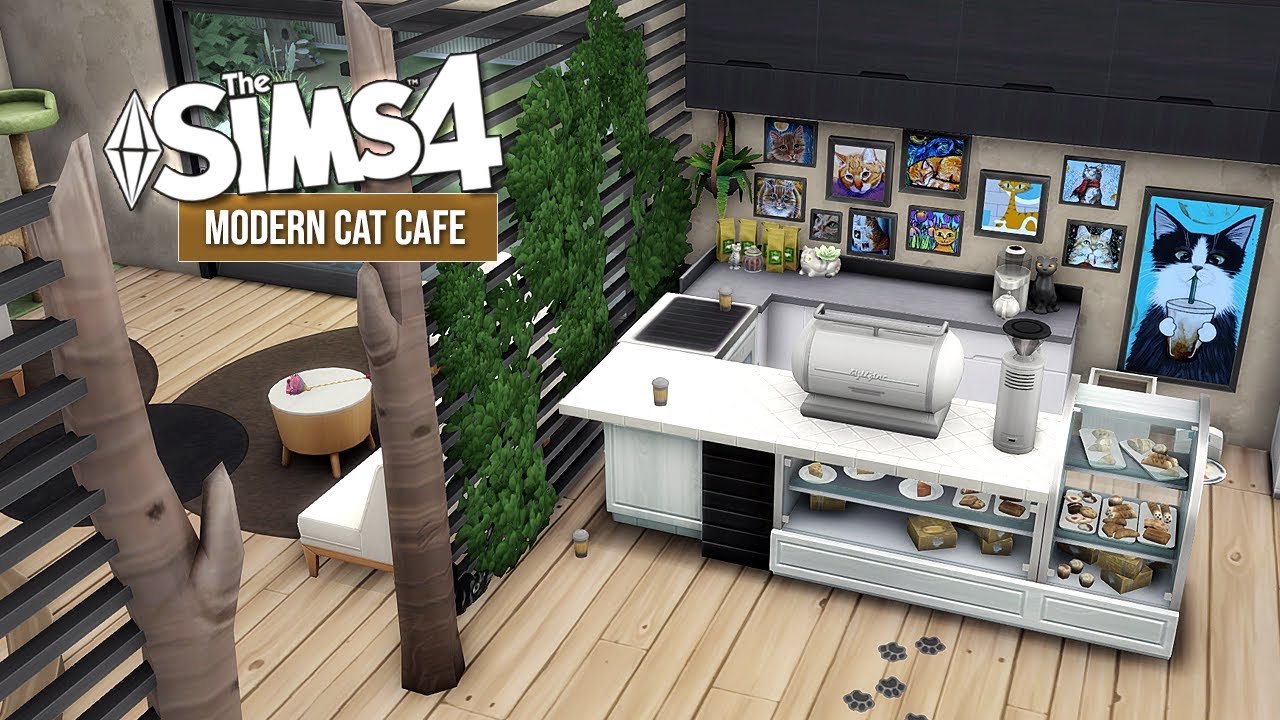 MODERN CAT CAFE | The Sims 4 | Stop Motion Speed Build | No CC