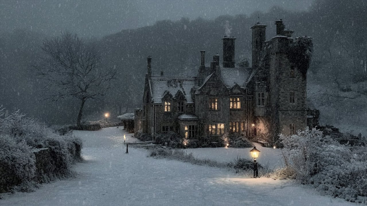 “The Manor of Falling Snow” — A Silent Estate for Thought & Study | Dark Academia Ambience