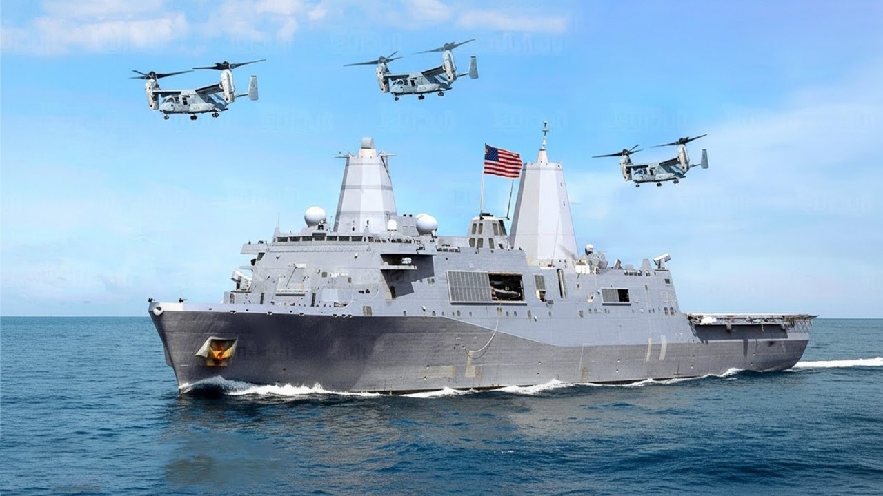 Как ВМС США высаживают войска с моря на берег | Сверхсовременный десантный транспортный док стоим...