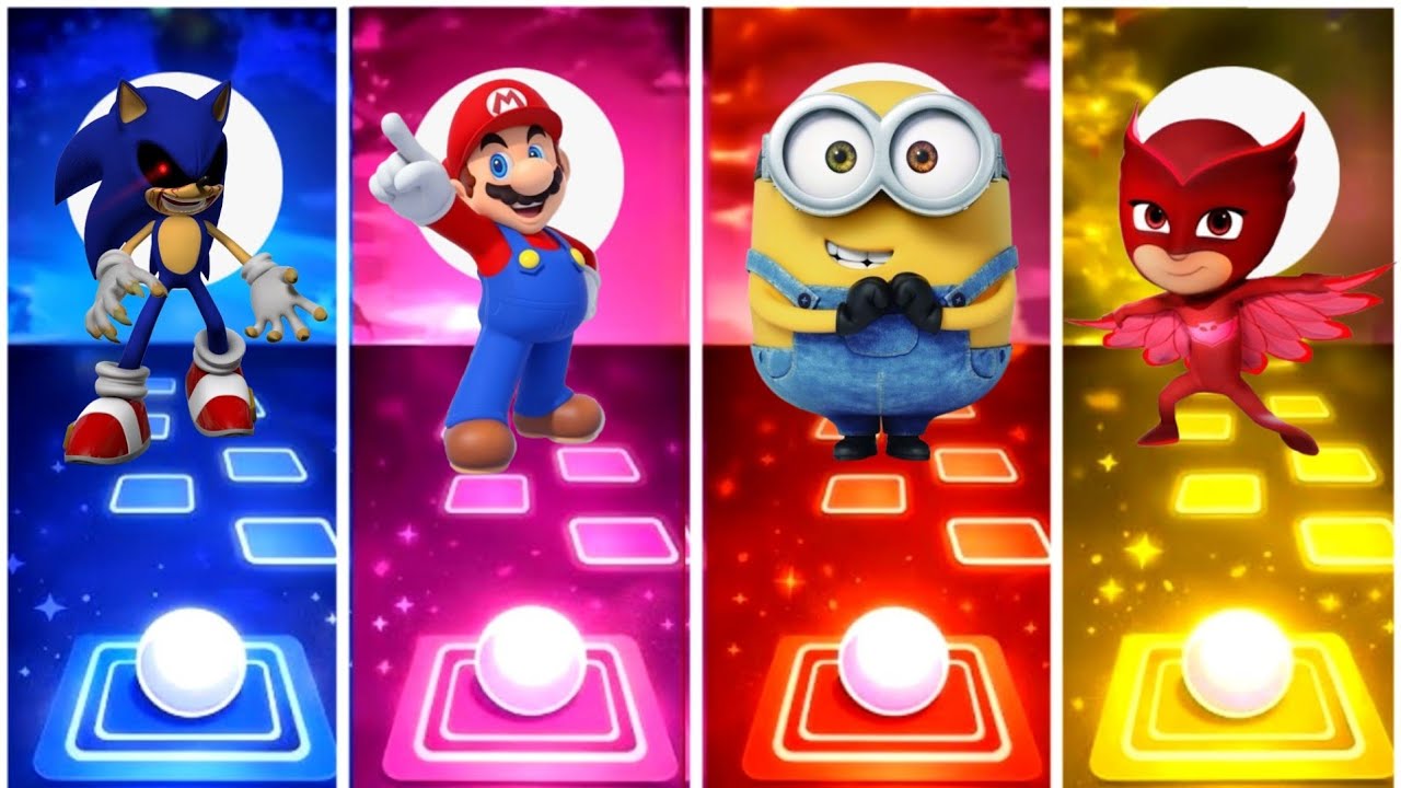 Sonic Exe vs Super Mario vs Minions vs Pj Masks.Tiles hope edm rush game.