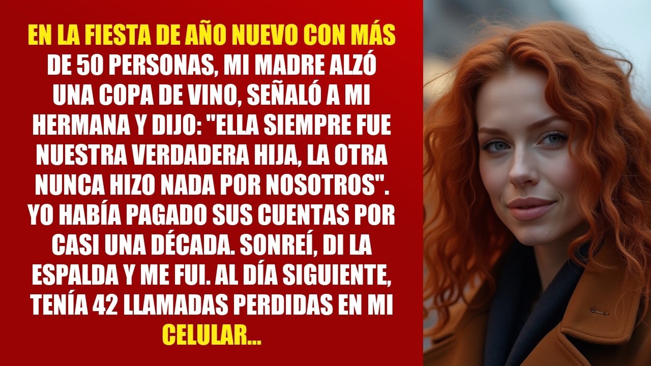 EN LA FIESTA DE AÑO NUEVO CON MÁS DE 50 PERSONAS, MI MADRE ALZÓ UNA COPA DE VINO, SEÑALÓ A MI...