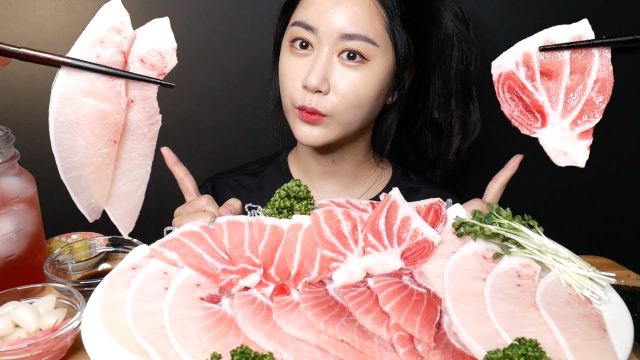 ASMR 참치회 먹방 [RAW TUNA] 참다랑어 뱃살 배꼽살 황새치 뱃살 マグロ メカジキ Real Sound MUKBANG