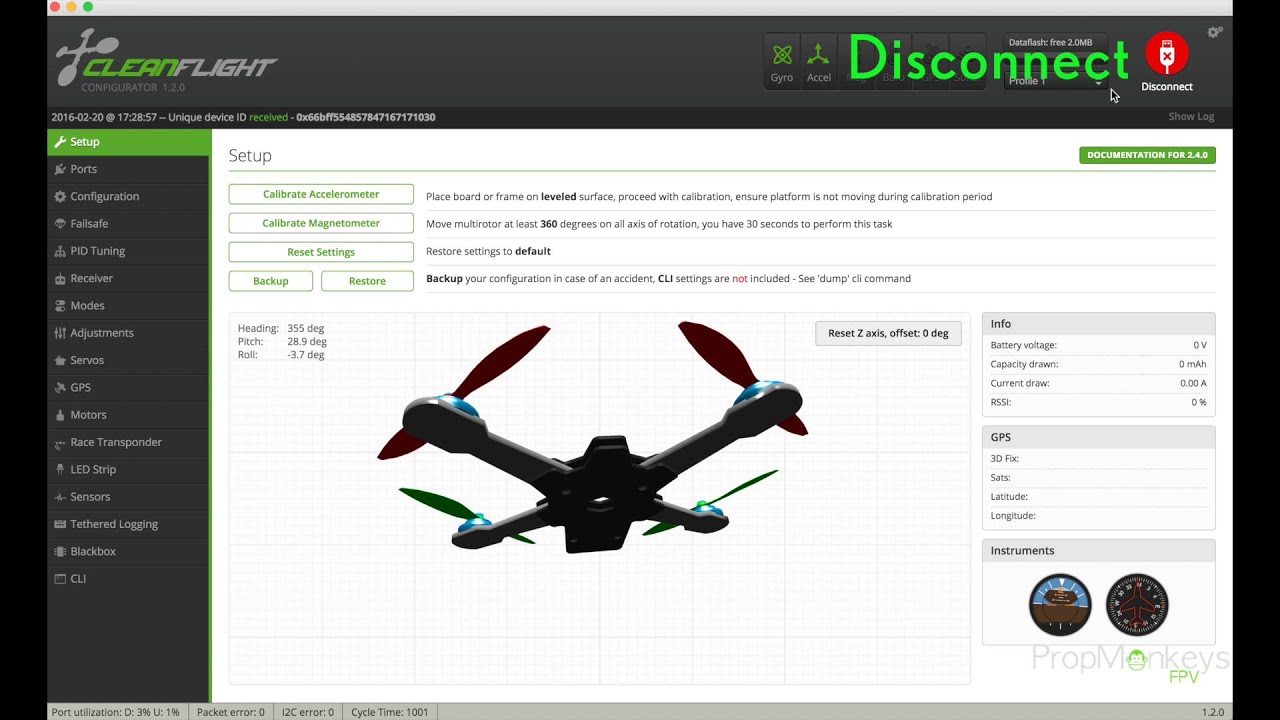 Naze32 Rev6 flight controller testing and Betaflight flash