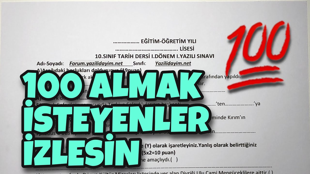 10.Sınıf Tarih 1.Dönem 1.Yazılı