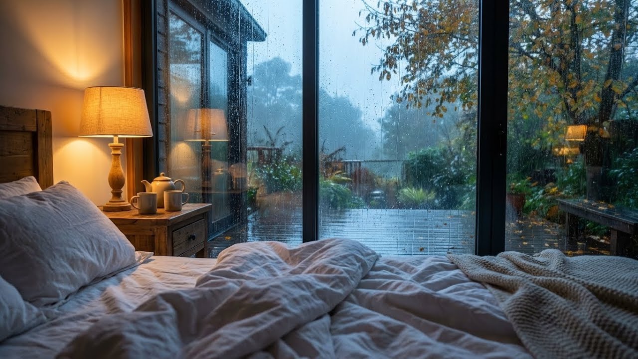 [Deep Comfort] Rainy Night Sounds from Warm Bedside Lamp View to Heal Your Tired Soul ✨🕯️