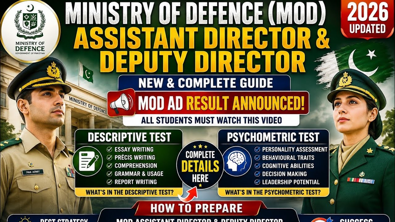 MOD Assistant Director & Deputy Director Descriptive and Psychometric Test 2026 Complete Preparation