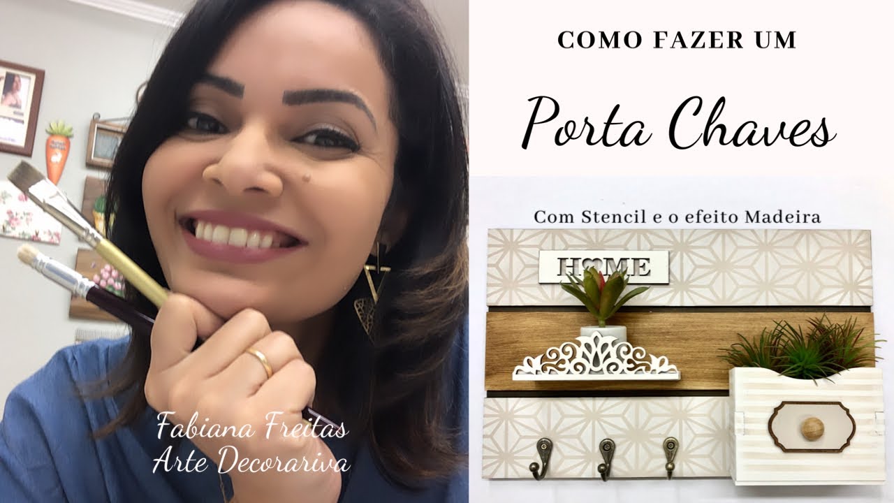 COMO FAZER UM PORTA CHAVES COM STECIL E O EFEITO MADEIRA