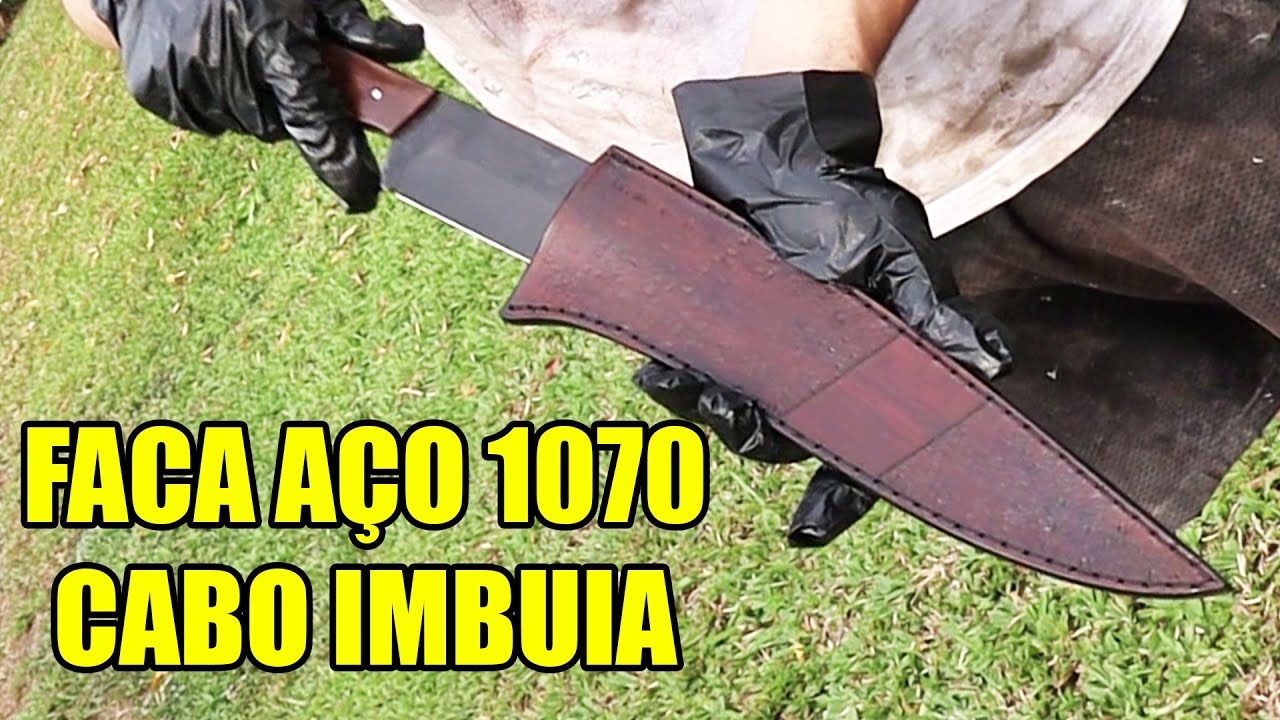 Faca Artesanal Aço 1070 com Cabo Imbuia - Vídeo Completo
