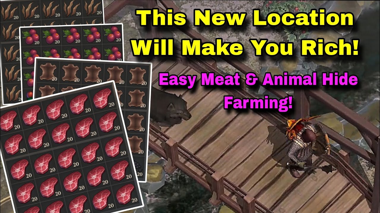 Grim Soul &ndash; How to Farm Raw Meat, Animal Hide, Flax & Berries | New Location | Update v7.4.0