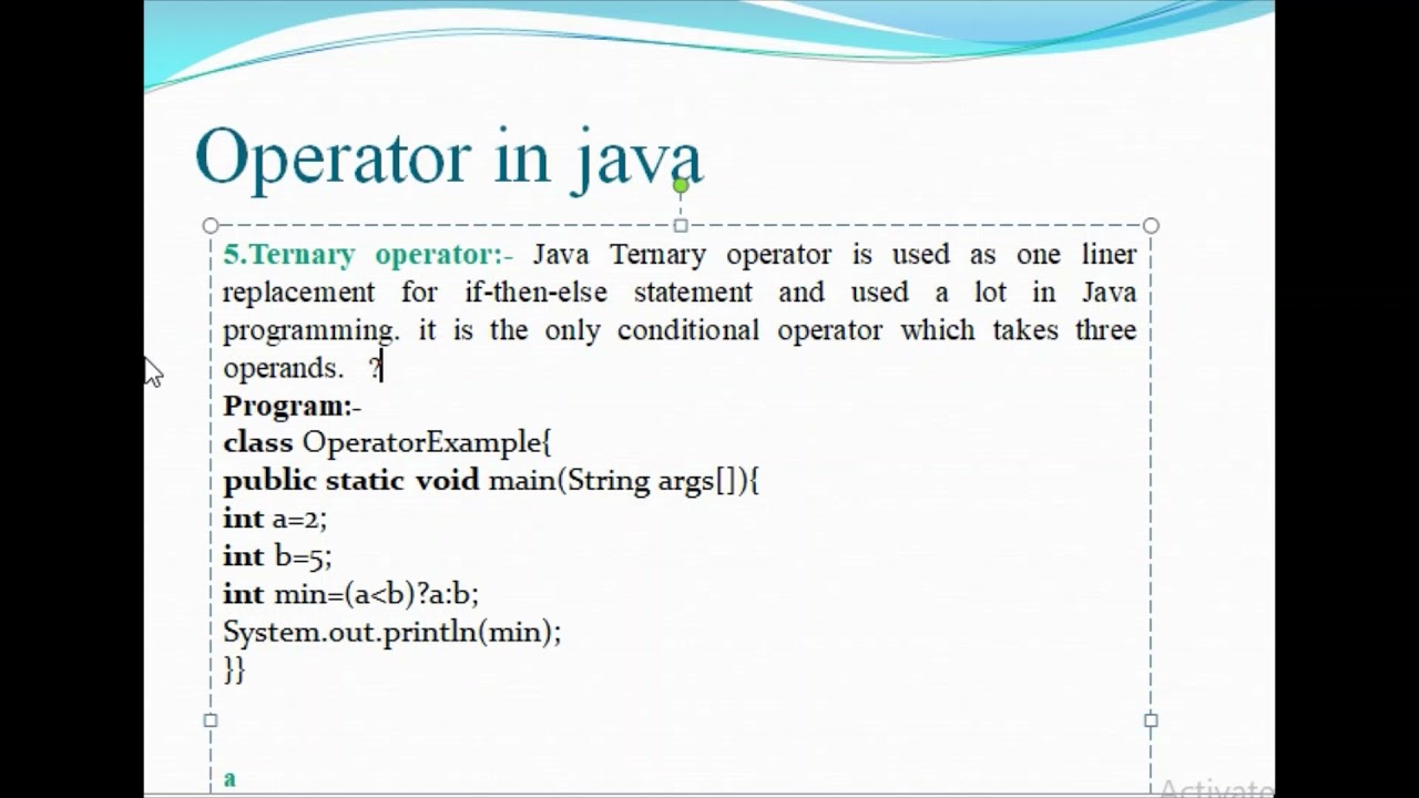 operator in java with alhev technologies