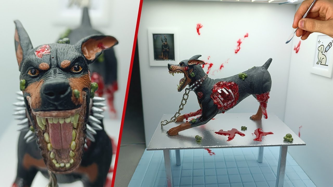 How to make Zombie Dog Diorama with Clay