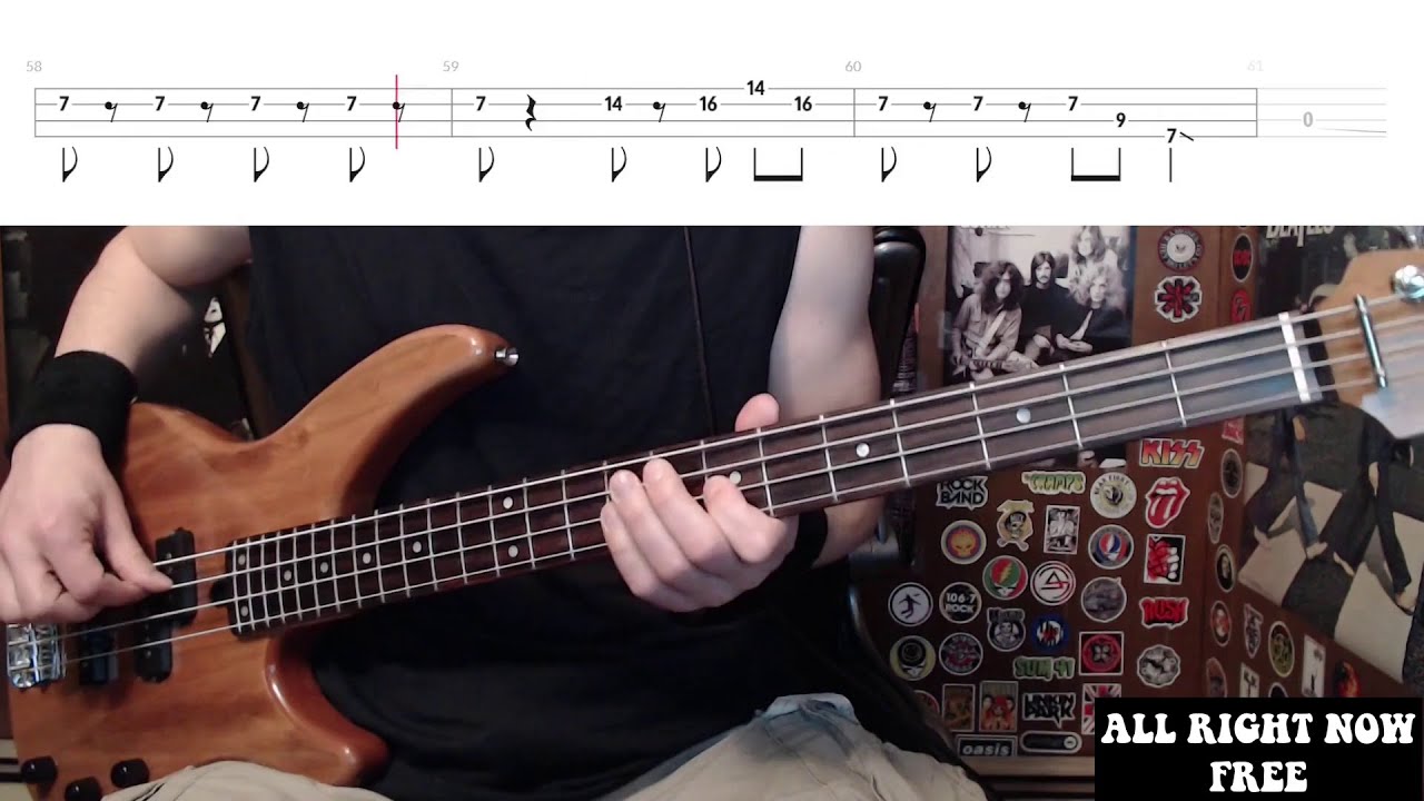 All Right Now by Free - Bass Cover with Tabs Play-Along