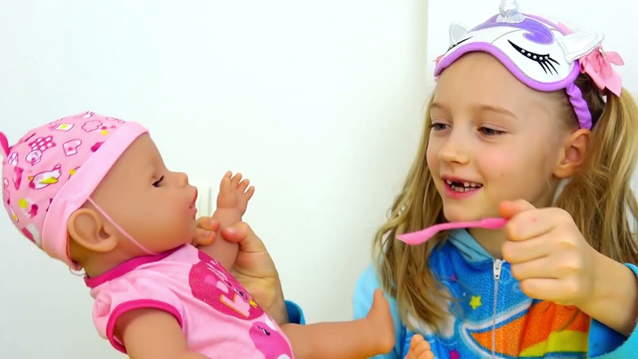 Polina and little baby born dolls story for kids