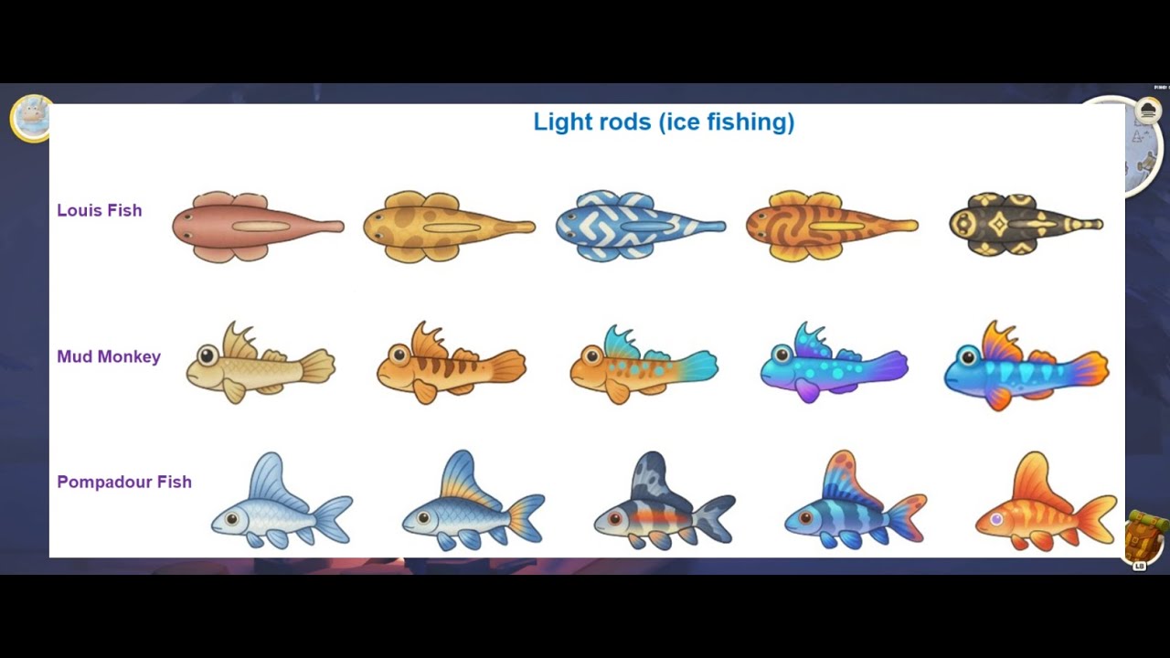 Party Animals Fishing: Showing all the fish from the Winter update and their variants