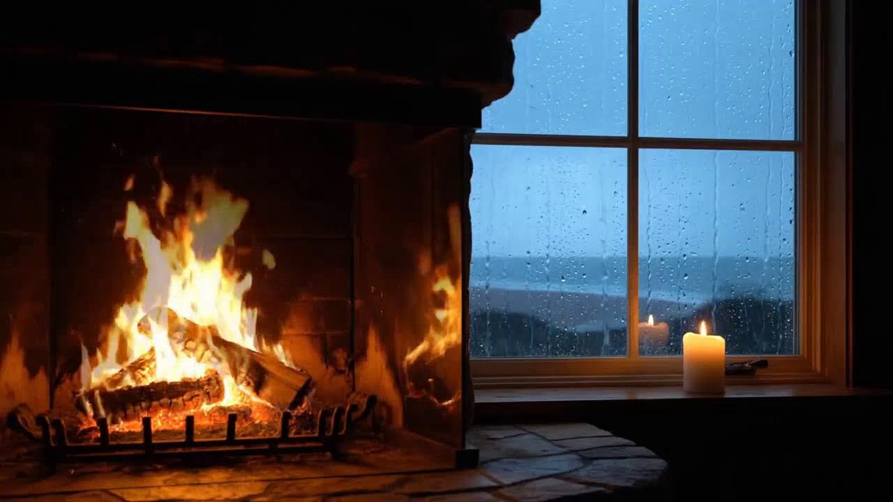 🌧️ Cozy Cabin Hideaway: Fireplace, Heavy Rain & Relaxing Jazz Music | Study Focus Sleep 