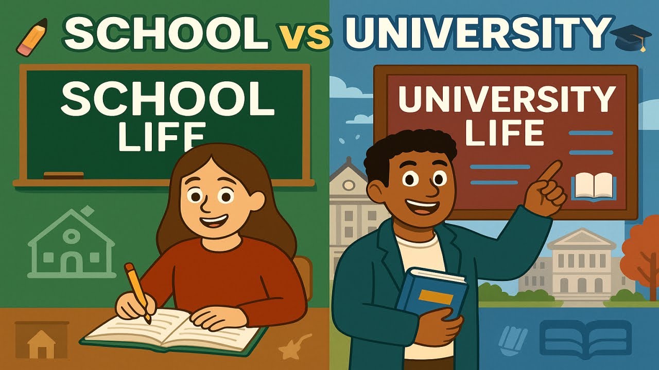 School Life vs University Life | Easy English Conversation for Beginners (A2–A1) 🎓📚