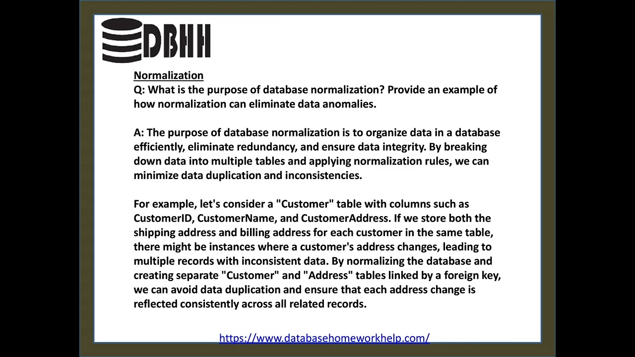 Database Homework Help