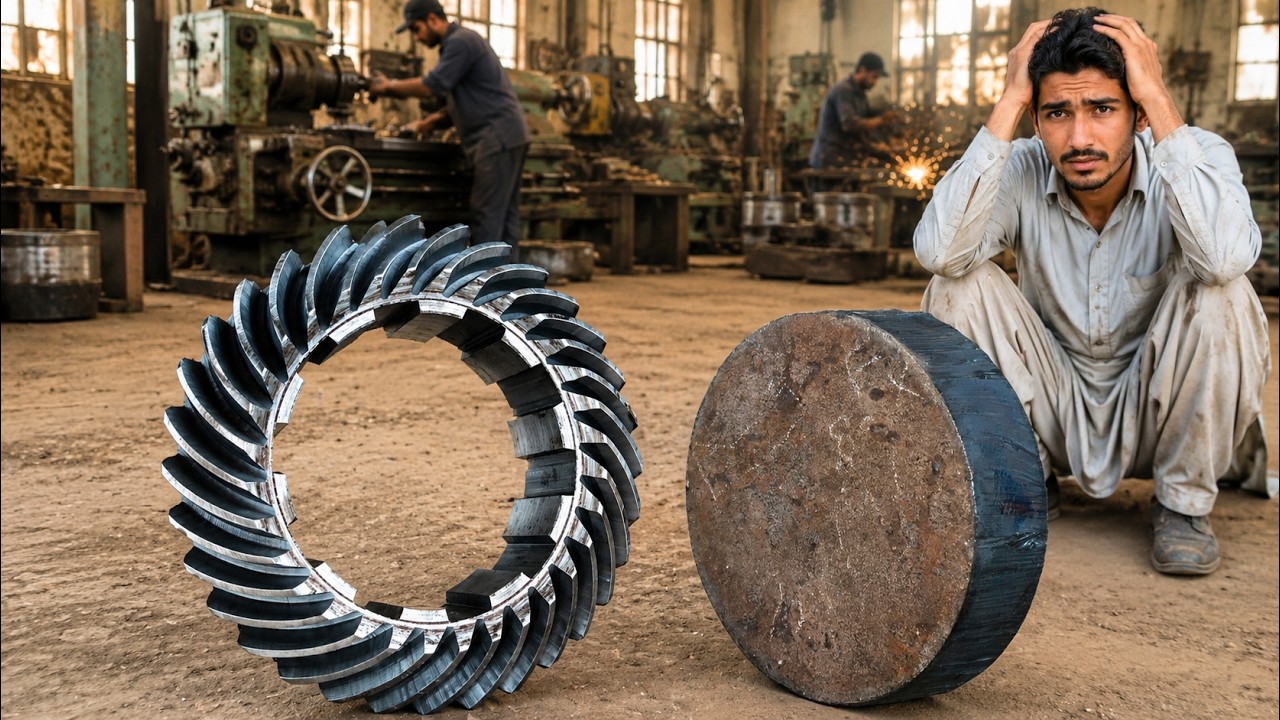 Amazing Ring Gear Manufacturing from Iron Round Bar on Lathe Machine -    Full Machining Process