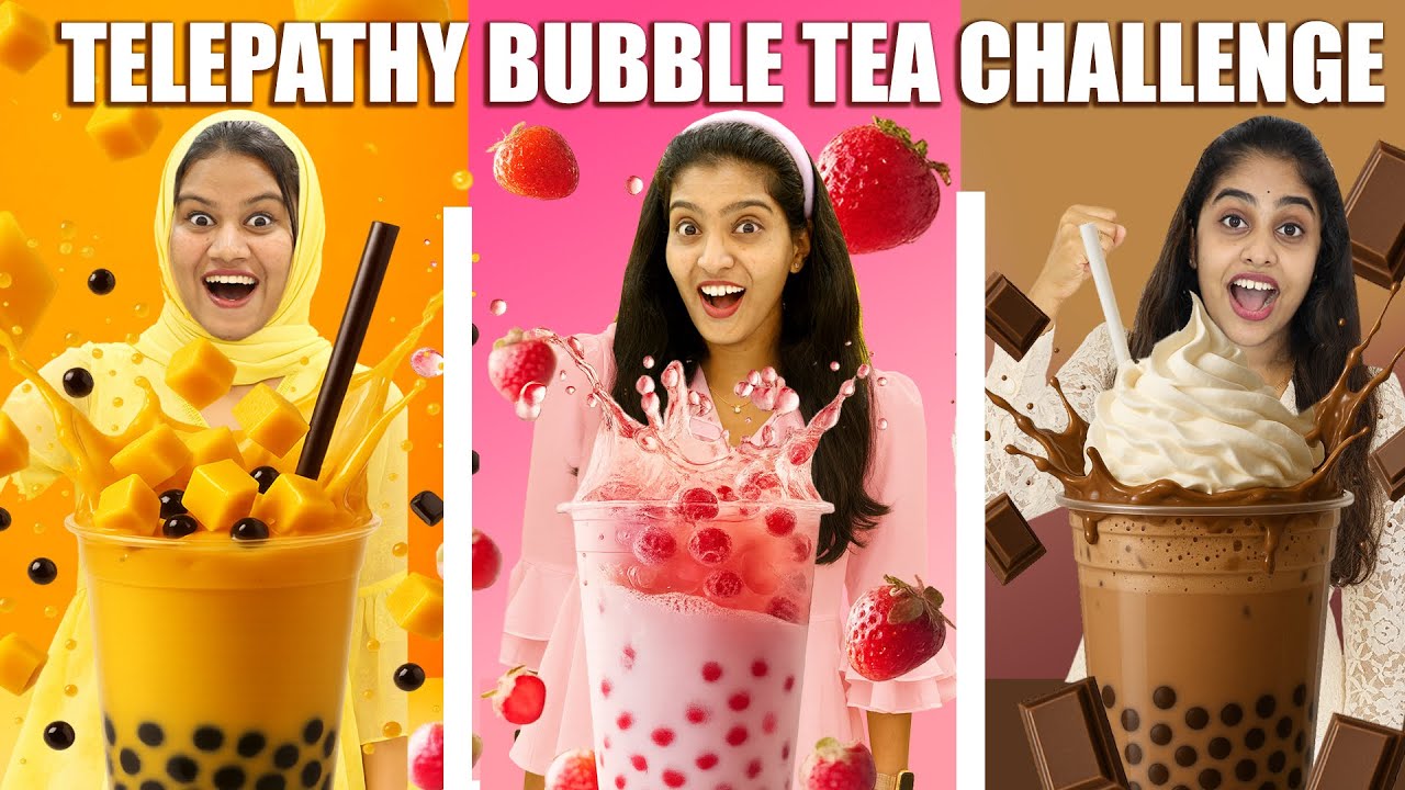 TELEPATHY BUBBLE TEA CHALLENGE 🤩 | പൊരുത്തം നോക്കി 3 BUBBLE TEA ഉണ്ടാക്കി 😂 | PULLOTHI