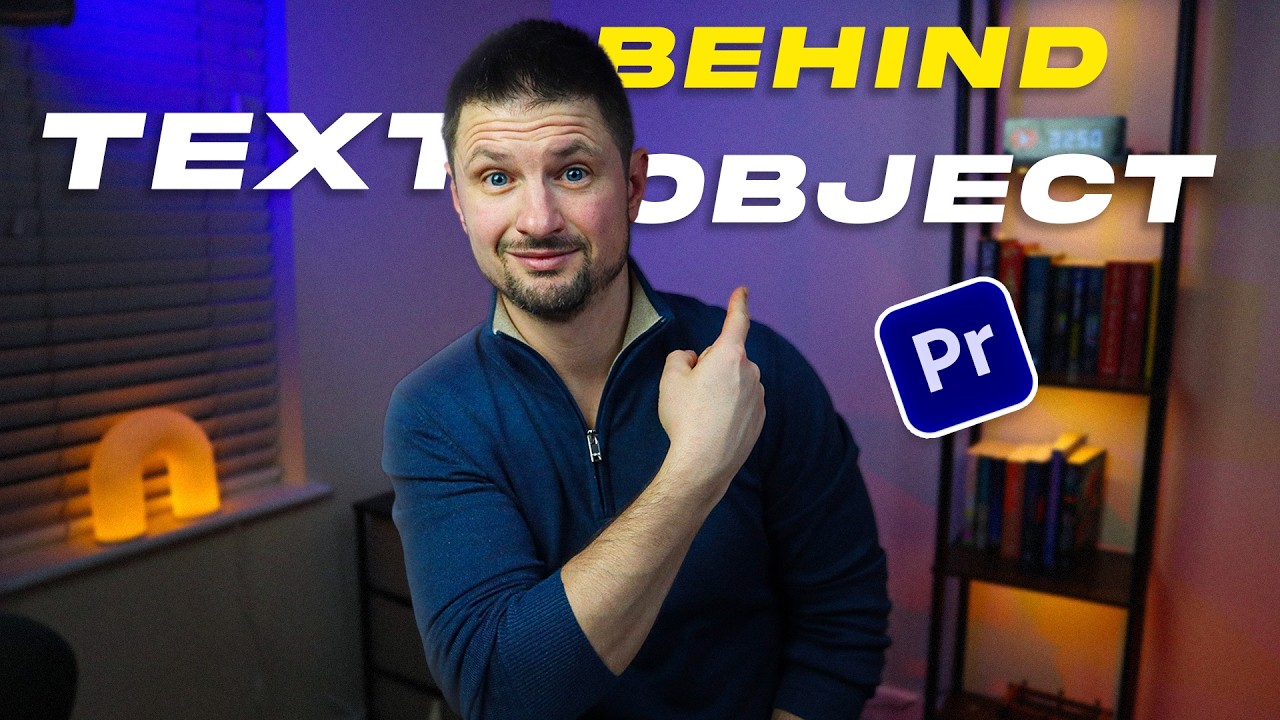 Как разместить текст за движущимися объектами в Premiere Pro