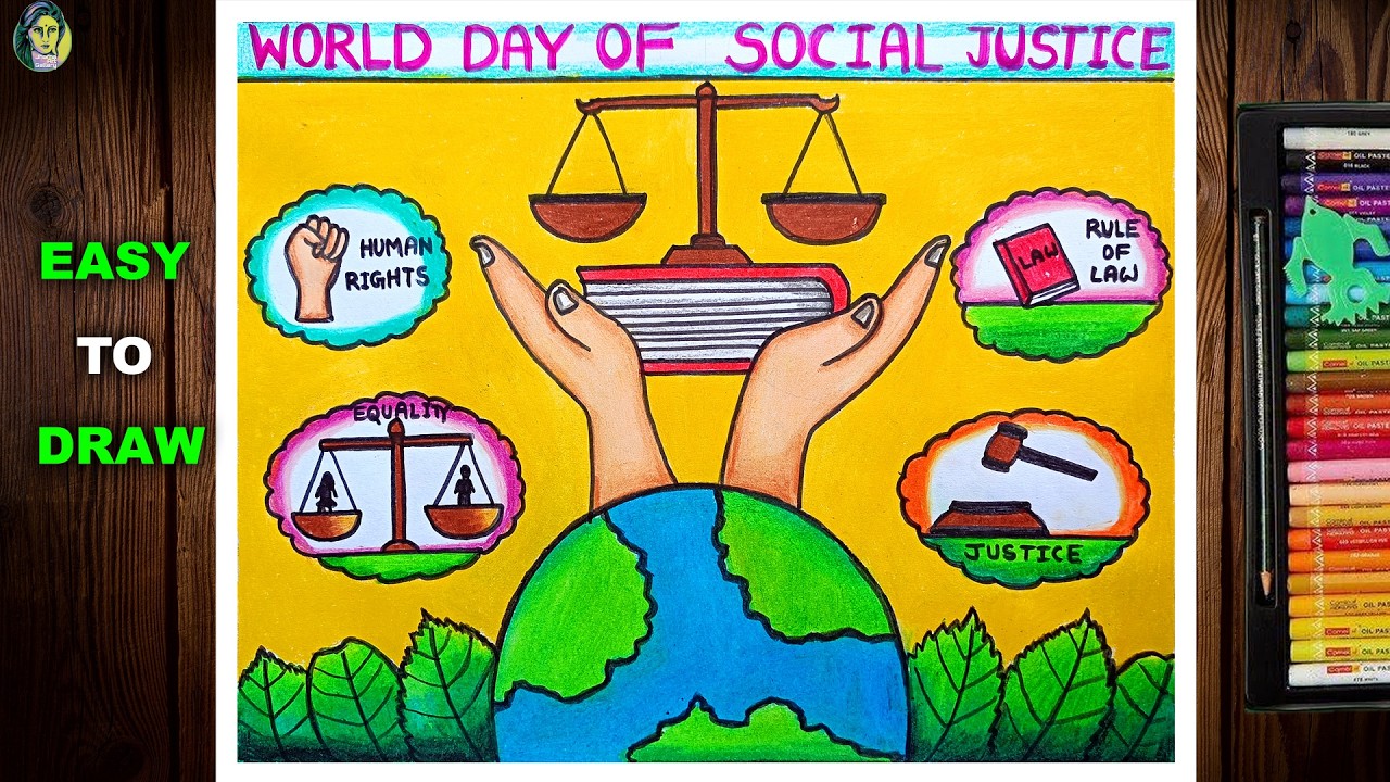 Простой рисунок ко Всемирному дню социальной справедливости | Рисунок ко Дню справедливости | Меж...