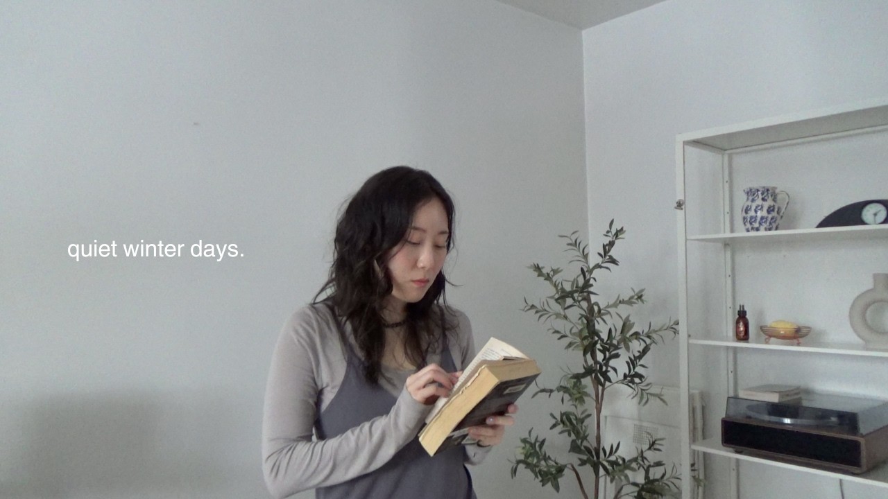 introvert days: getting through winter, knitting, cafe alone, library books