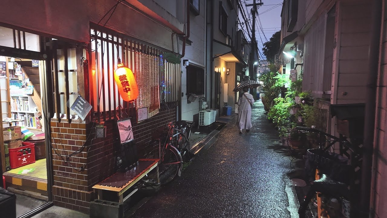 大阪 雨の夜の中崎町（東側）を散歩【4K大阪街歩き】Japan Osaka 4K heavy rain night walkingtour/Nakazakicho（east side）
