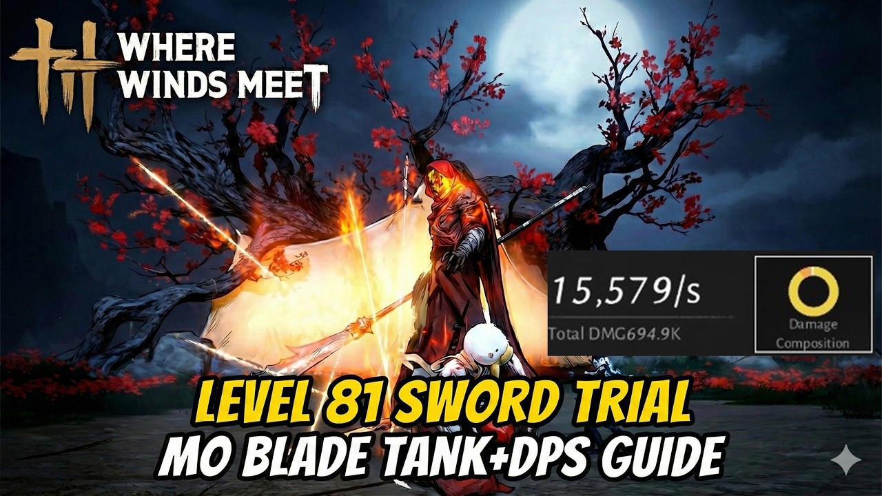 Where Winds Meet Mo blade TANK+DPS Guide Sword Trial Lvl 81 Shadow&Drunk Martial 연운 맥도 검무장