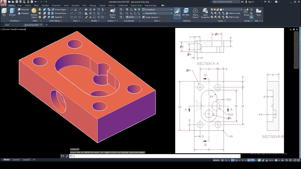 How To Make Gear Pump Body In AutoCAD | Gear Pump Body In AutoCAD