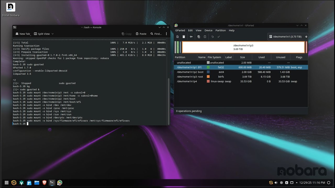 Repairing a Linux (Nobara) installation via. 'chroot'