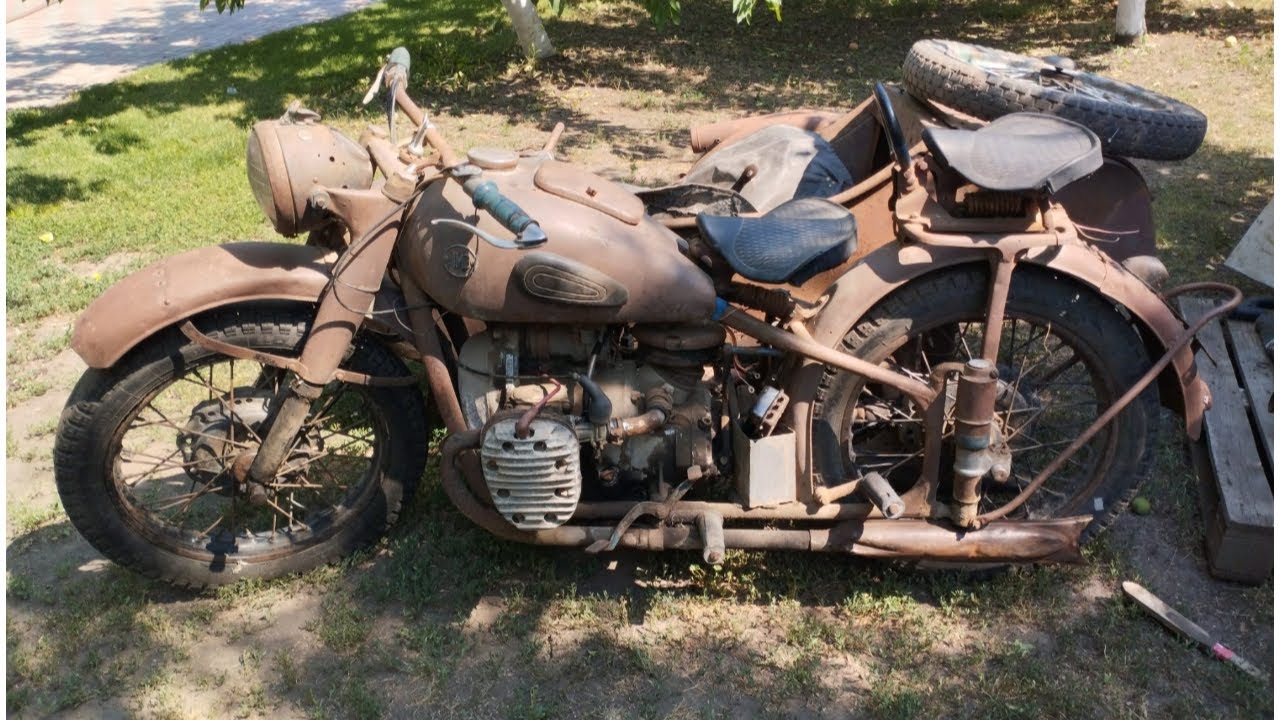 Запуск мотоцикла  М72-М 1958 г.в.спустя 15 лет простоя.