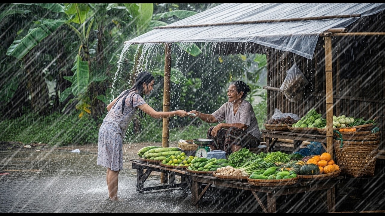 EXTREME WEATHER ⛈️ Heavy Rain & Loud Thunder in a Quiet Village | Rain Sounds for Sleeping