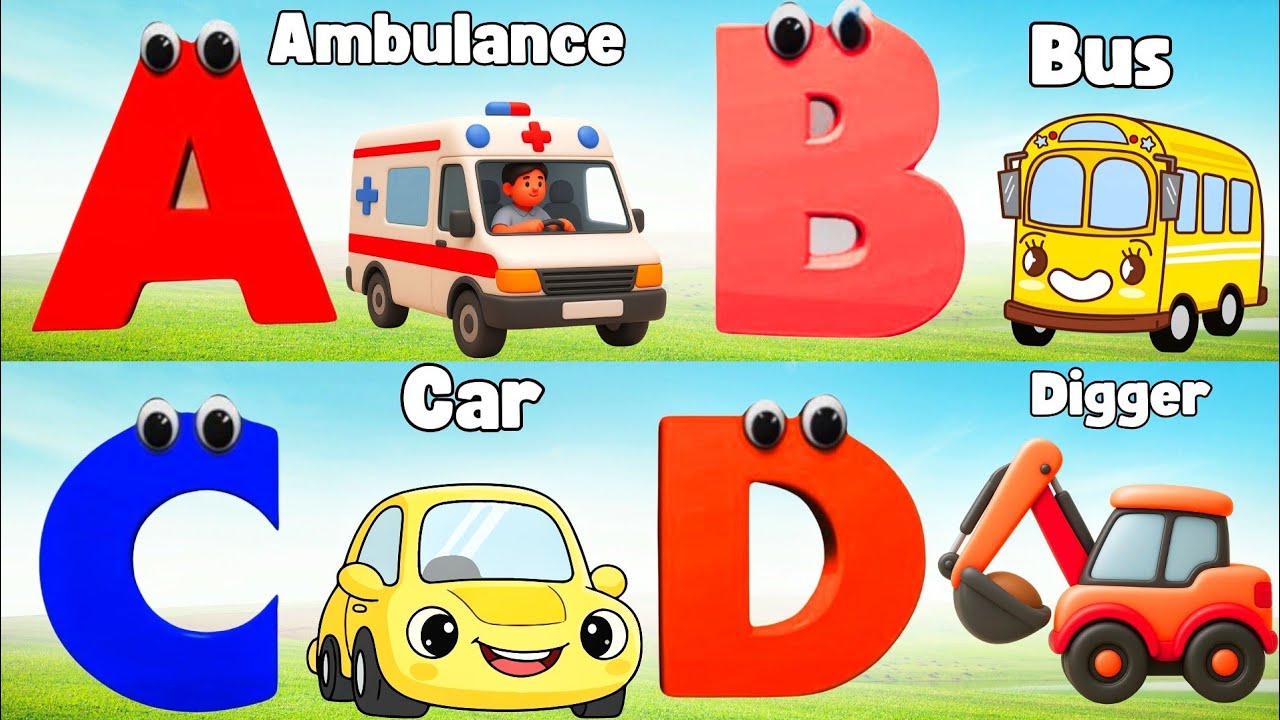 ABC Song Phonics, Transportation Song, ABC Song, Alphabet Educational Song A to Z for kids